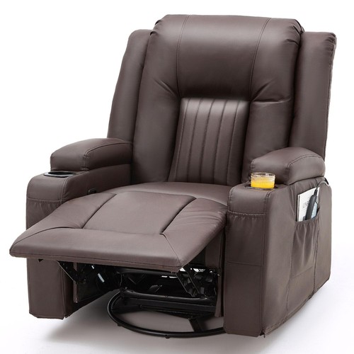 3 PCS Leather Recliner Sofa Set with Swivel Massage Chair Home Theater Seat - Picture 47 of 78