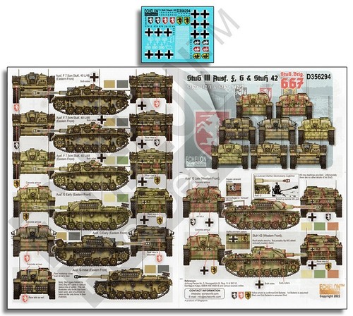 ECHELON FD D356294, StuG III Ausf. F,G & StuH 42 of StuG. Brig(DECALS SET), 1/35