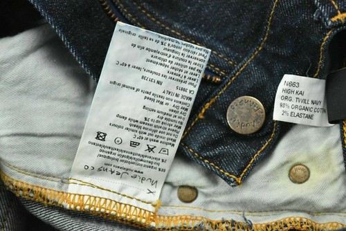 NUDIE JEANS High Kai Organic Twill Navy Denim Long Pants N663 W27 L32 - Picture 8 of 8