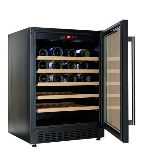 Cookology Wine Cooler 54 Bottle Fridge Wooden Shelves 60cm - Black CWC601BK - Picture 8 of 12