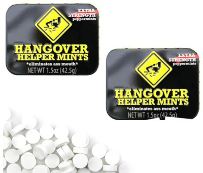 (2x) Hangover Helper Extra Strength Peppermint Mints in Collectible Tin