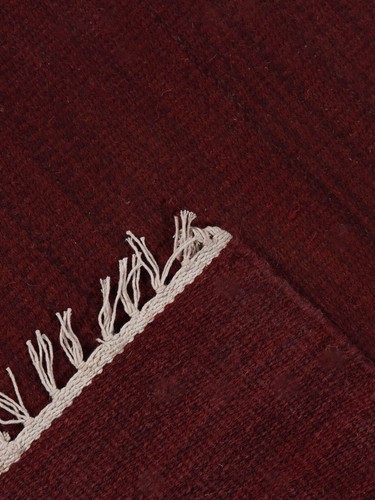 Eco-Friendly Hand Woven Flat Weave Kilim Wool Area Rug Solid Burgundy BBD00111 - Picture 71 of 80