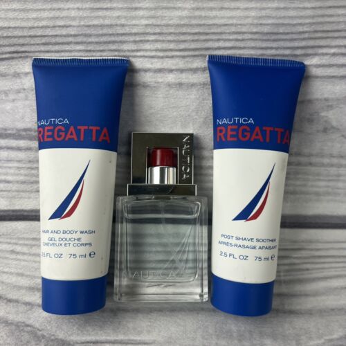 Nautica Regatta Gift Set 2.5oz Body Wash/Post Shave Soother/ Eau De Toilette 1oz - Picture 2 of 4