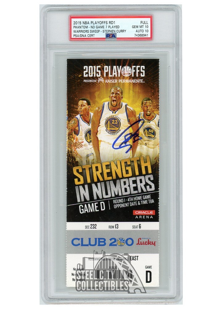 Stephen Curry Autographed 2015 Playoffs Round 1 Game D Ticket PSA 10 PSA/DNA 10