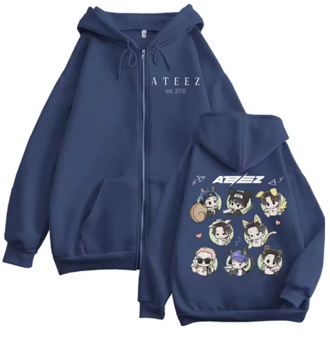 Felpa con cappuccio non ufficiale ATEEZ 2025 World Tour In Your Fantasy Merch Zipper per Atiny - Foto 2 di 10