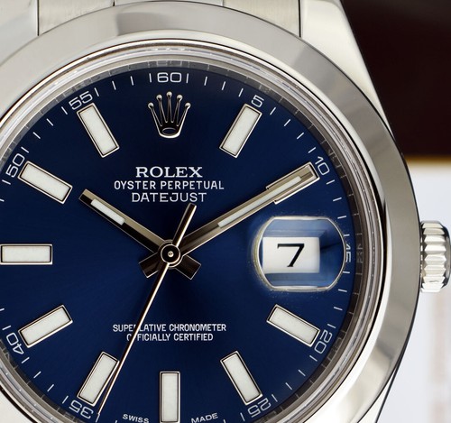 ROLEX 41mm Stainless Steel DateJust II Blue Index Dial w/Box 116300 SANT BLANC - Picture 6 of 6