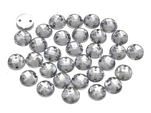 250pcs Acrylic Faceted Round Flatback Sewing Rhinestone Button 8mm Sew on beads - Picture 13 of 17