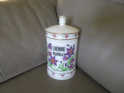 old opaline pharmacy jar with anemone decoration in Old Rouen (17 cm)