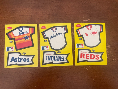Pegatina de béisbol de colección Fleer tarjetas coleccionables equipo camiseta bandera de los Astros rojos indios - Imagen 2 de 7