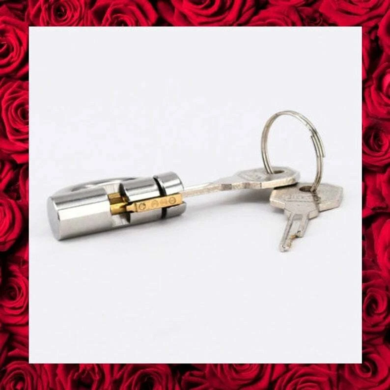 Jaula de castidad macho de acero inoxidable anillo en D bloqueo PA 5 mm sujeción de perforación Foto 4 de 4