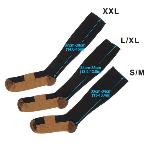 6 Pairs Copper Compression Socks 20-30mm Graduated Support Knee High Stockings - Picture 10 of 15