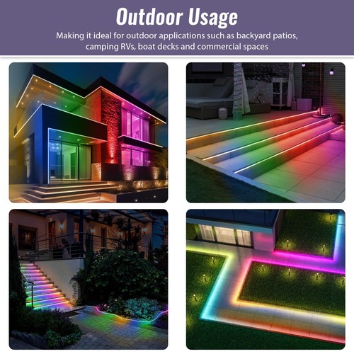 150ft 16-Mode LED Strip Light, Exterior Waterproof Extendable Decor Lighting - Picture 24 of 49