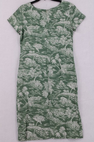 HAWAIIAN MOON MIDI SHEATH DRESS WOMENS SZ L HERRINGBONE SEAFOAM GREEN ISLAND SS - Picture 12 of 12