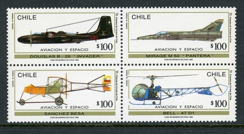 Chile Scott #1052a postfrisch Block Flugzeug $$ 472823