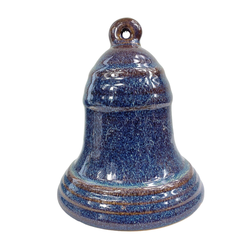 Indoor Outdoor Large Ceramic Pottery Bell Speckled Blue Garden NEW 9" Heavy - Picture 2 of 11