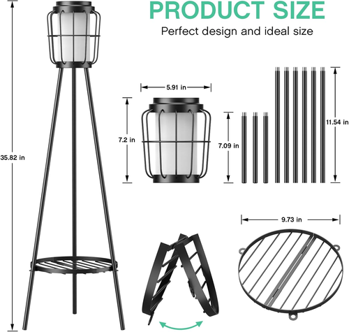 2 Pack Solar Lights with Plant Stand, Outdoor Floor Lamps, Waterproof Solar Powe - Picture 3 of 12