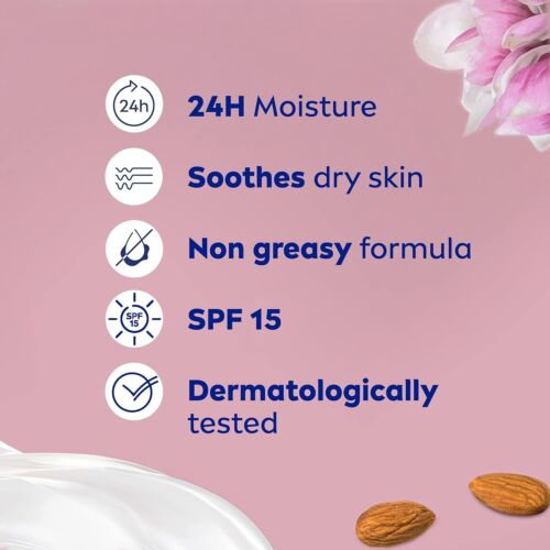 Nivea Nourishing Moisturizing 24hr Day Face Cream SPF 15 2 x 50ml Packs (100ml) - Picture 4 of 8