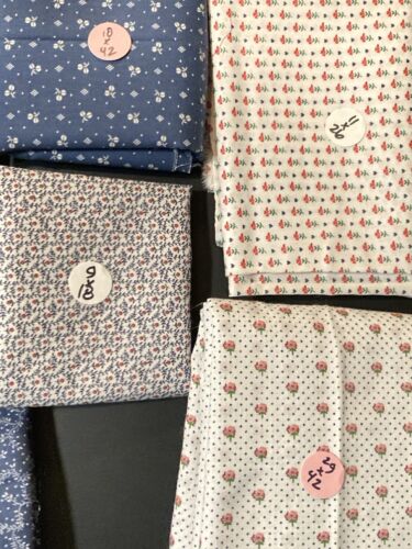 Lot of 9 Fabric Scraps Blue Florals Calicos Pink Yellow - Picture 4 of 4