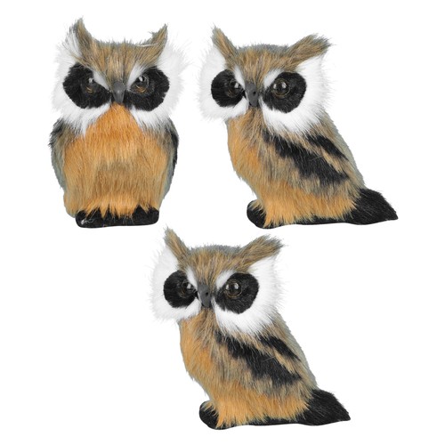 3pcs Exquisite Static Bird Decor Desktop Owl Decor Realistic Bird Scene Ornament - Picture 3 of 12