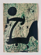 Joan Miro (Handmade) Drawing mixed media on paper signed & stamped