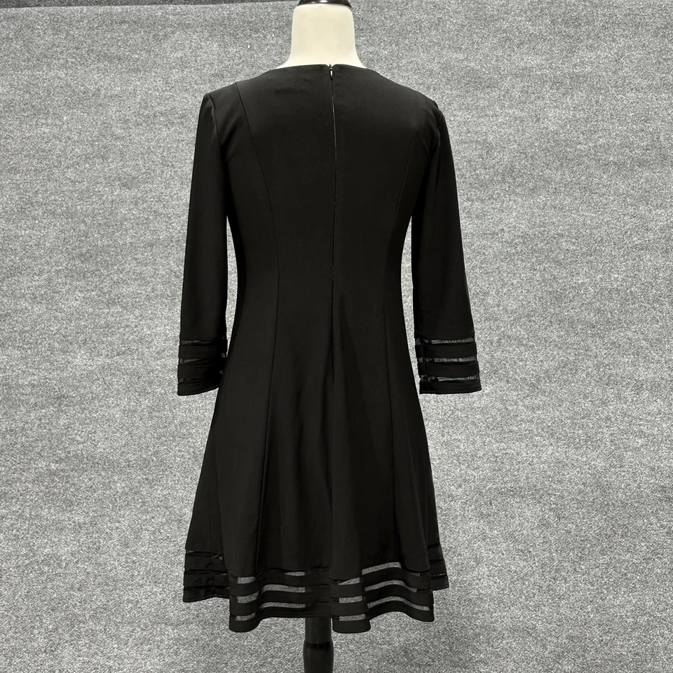 Jessica Howard Little Black Dress Womens 6 Petite Fit & Flare Mesh Trim LBD - Image 2 of 4