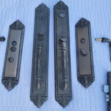 Baldwin Estate Giant Plate And Handles Brass Patina HEAVY DUTY NO KEY Very Heavy