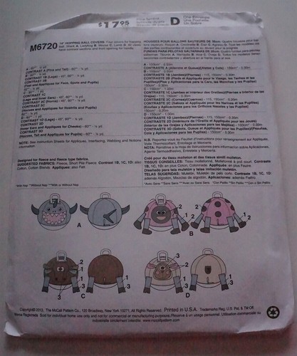 McCalls 6720 Hopping Ball Covers Children Toy Sewing Pattern - Picture 2 of 2