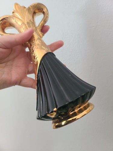 Vintage 24k Gold And Black Savoy China Flower Vase - Picture 6 of 10