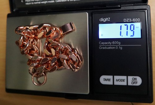 Pulsera de cobre puro cadena de eslabones cubanos sólidos alivio del dolor artritis jinete ancho - Imagen 3 de 5
