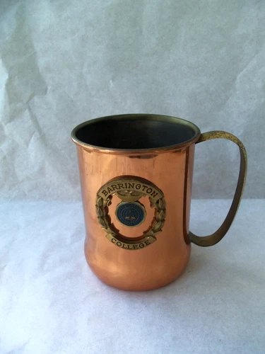 Vtg Barrington College Copper Color Mug!  EMBLEM!  RHODE ISLAND!  1900-1985!