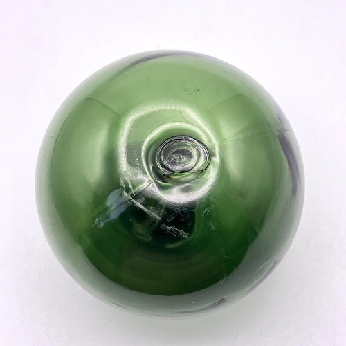 Vintage Dark Green Glass Fishing Float 5 Inch - Star Mark - Picture 6 of 8