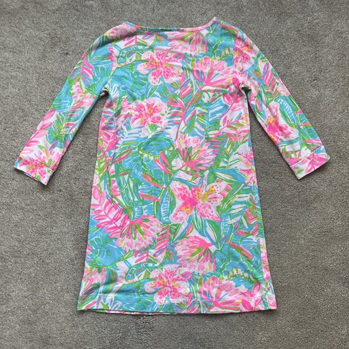 Lilly Pulitzer Shirt Dress Girls Large 10-12 Floral Pink Preppy Colorful Light - Picture 5 of 5