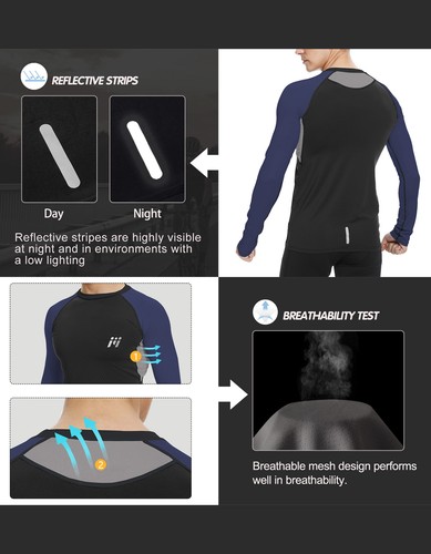 Men's Long Sleeve Compression Shirt Thermal Base Layer Gym Activewear Dry Cool - Picture 7 of 12