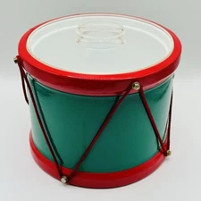 Vintage Georges Briard Christmas Drum Ice Bucket With Lid No Handle Original Box
