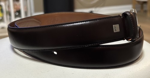 Johnston & Murphy eleganter Gürtel schwarz Leder Herren silberfarbene Schnalle Größe 34 - Bild 3 von 9