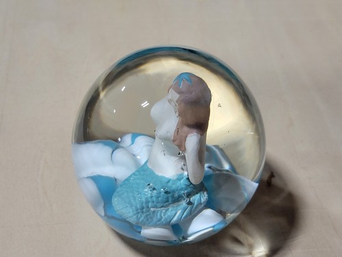 Vintage 3,5" Kunst Glas Briefbeschwerer Meerjungfrau innen handgefertigt in USA 2 Pfund Ozean - Bild 5 von 10