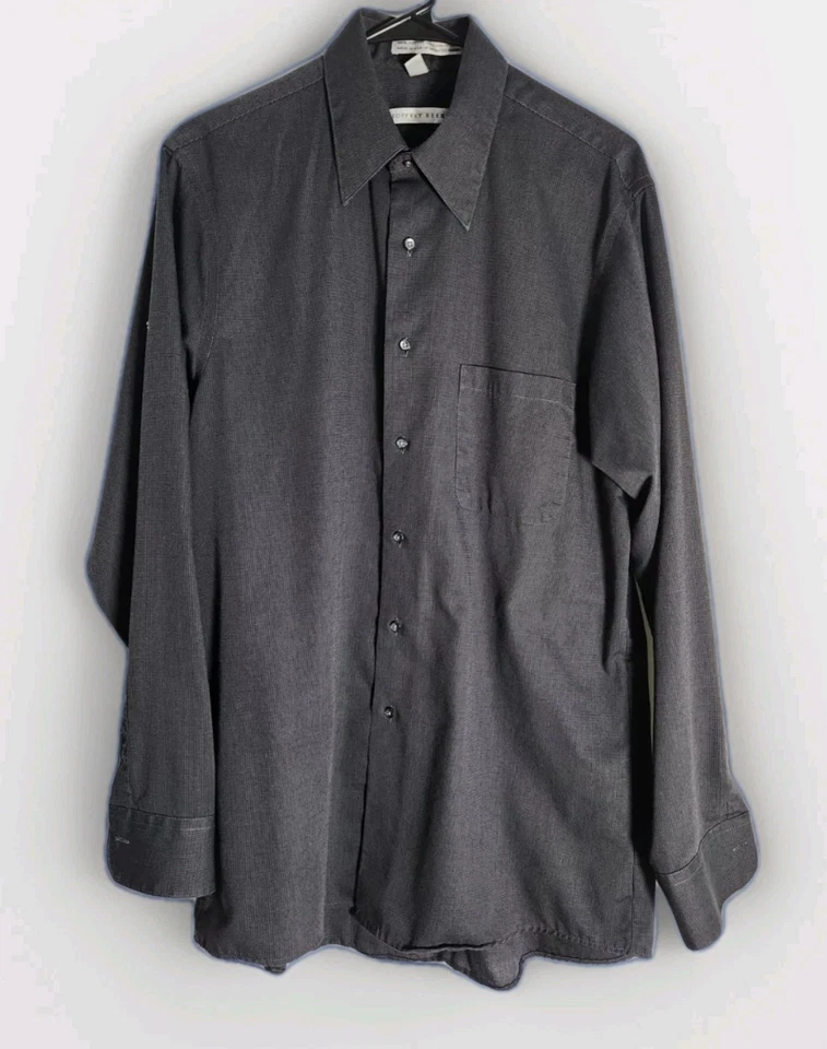 Geoffrey Beene Cotton Blend Gray Long Sleeve Dress 15.5 34/35 Wrinkle Free  - Image 2 of 4