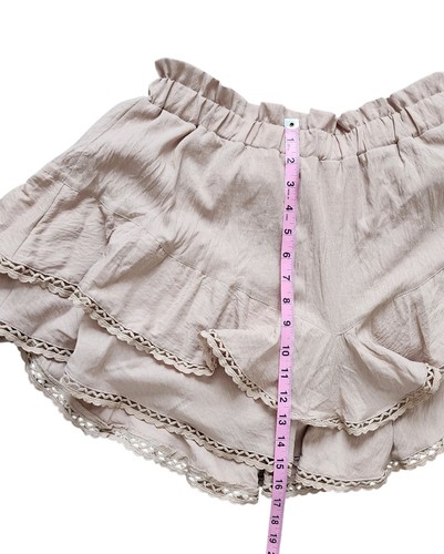 Women's Ruffled Tiered Skort Size L Boho Elastic Waist Lightweight Cottagecore  - Picture 2 of 6