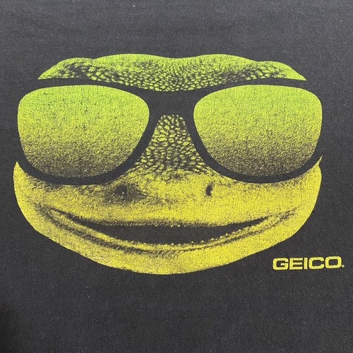 Geico Gecko Sunglasses Vintage VTG Y2K Promotional Black T-Shirt Men's Size XL - Picture 2 of 6