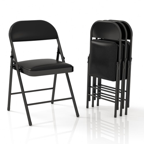 4 Pack Folding Chairs with Padded Cushion & Back, Padded Folding Chairs for H...