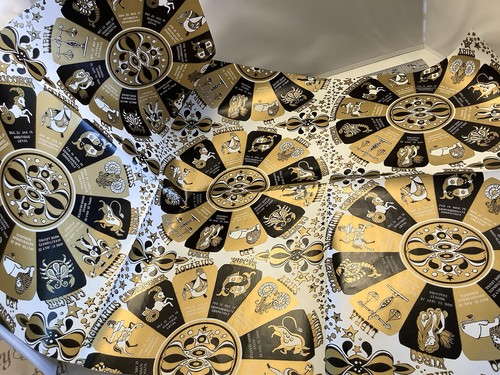 2032🌟Vintage 60s GROOVY Gift Wrapping Paper Sht BLACK Gold ASTROLOGY Horoscope - Picture 6 of 6