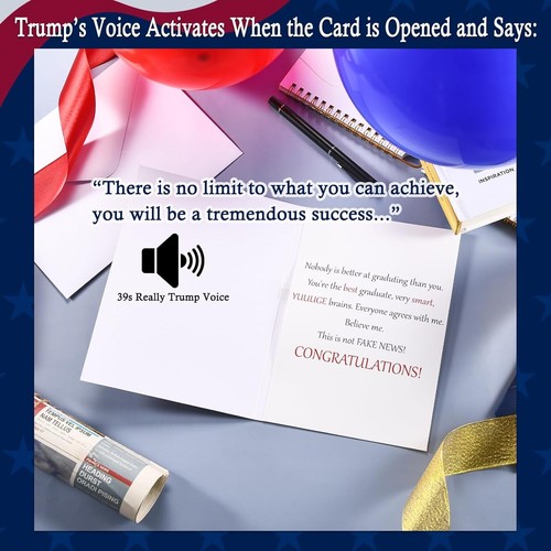 Talking Trump Graduation Card with Real Voice, Funny Donald Class of Blue - Picture 3 of 6