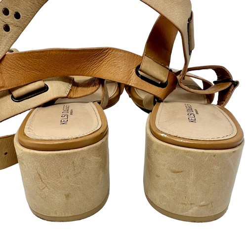 Kelsi Dagger Studded Block Heel Sandal SZ 7.5 Strappy Buckle Nude Coquette Chic - Picture 8 of 14