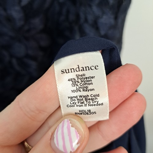 Sundance blau schimmernd Blumen Spitze Overlay feminin Whimsygoth Maxirock Gr 8 - Bild 5 von 7