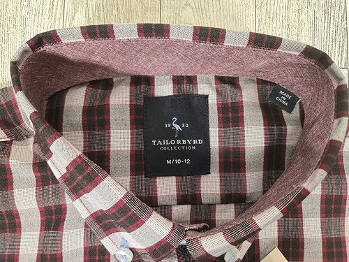 Tailorbyrd Shirt Boys M & L Maroon Check Long Sleeve Luxe Melange NEW - Picture 9 of 11