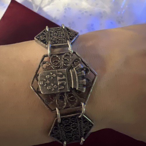 Antique French Sterling Filigree Bracelet Rare Collectible