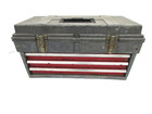 3-DRAWER 22" PORTABLE PLASTIC TOOL BOX w/ RED STEEL DRAWERS