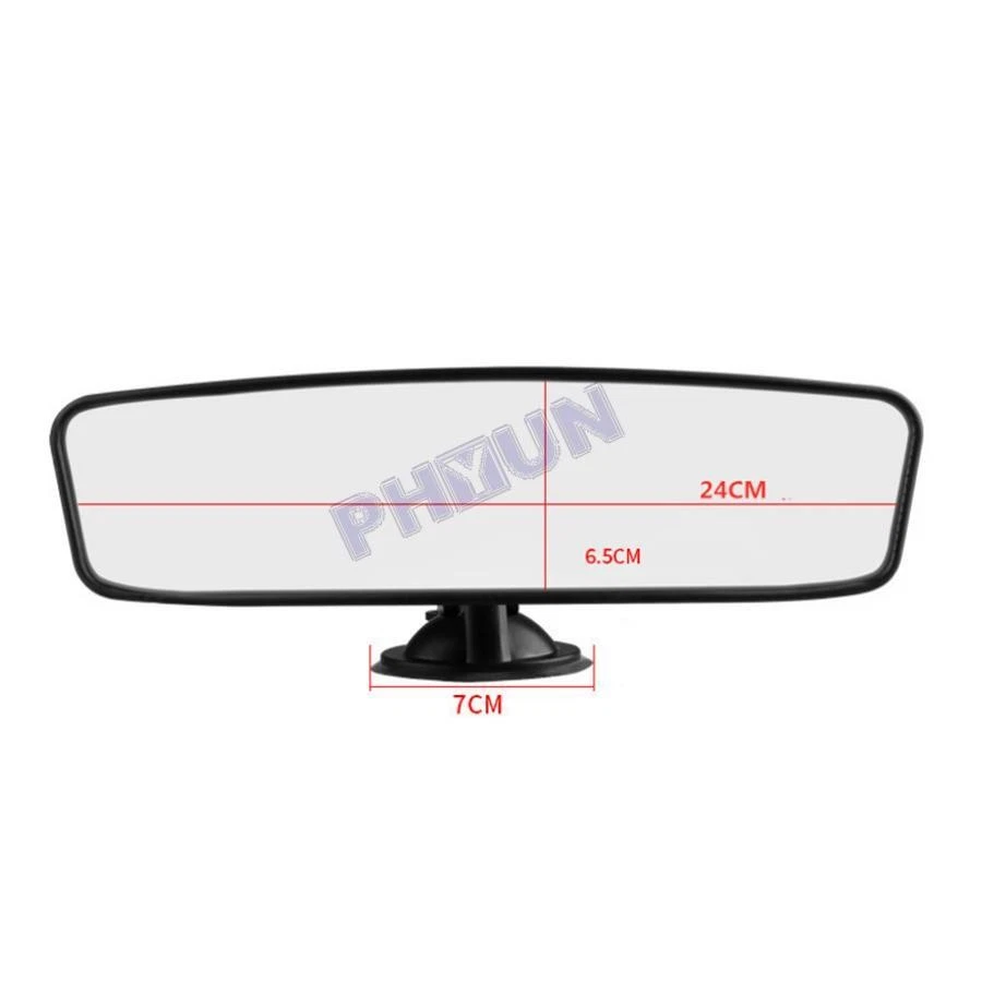Espejo retrovisor universal con clip de succión interior plano ancho para automóvil Foto 3 de 4
