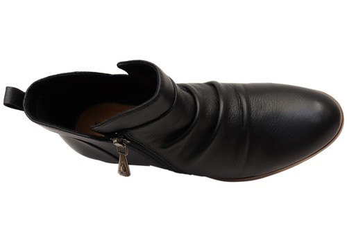 Womens Hush Puppies Chalet Comfortable Black Leather Ankle Boots - ModeShoesAU - Picture 4 of 10