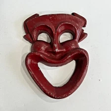 VTG RED DEVIL DUCE FACE WALL MASK  used clown cast aluminum